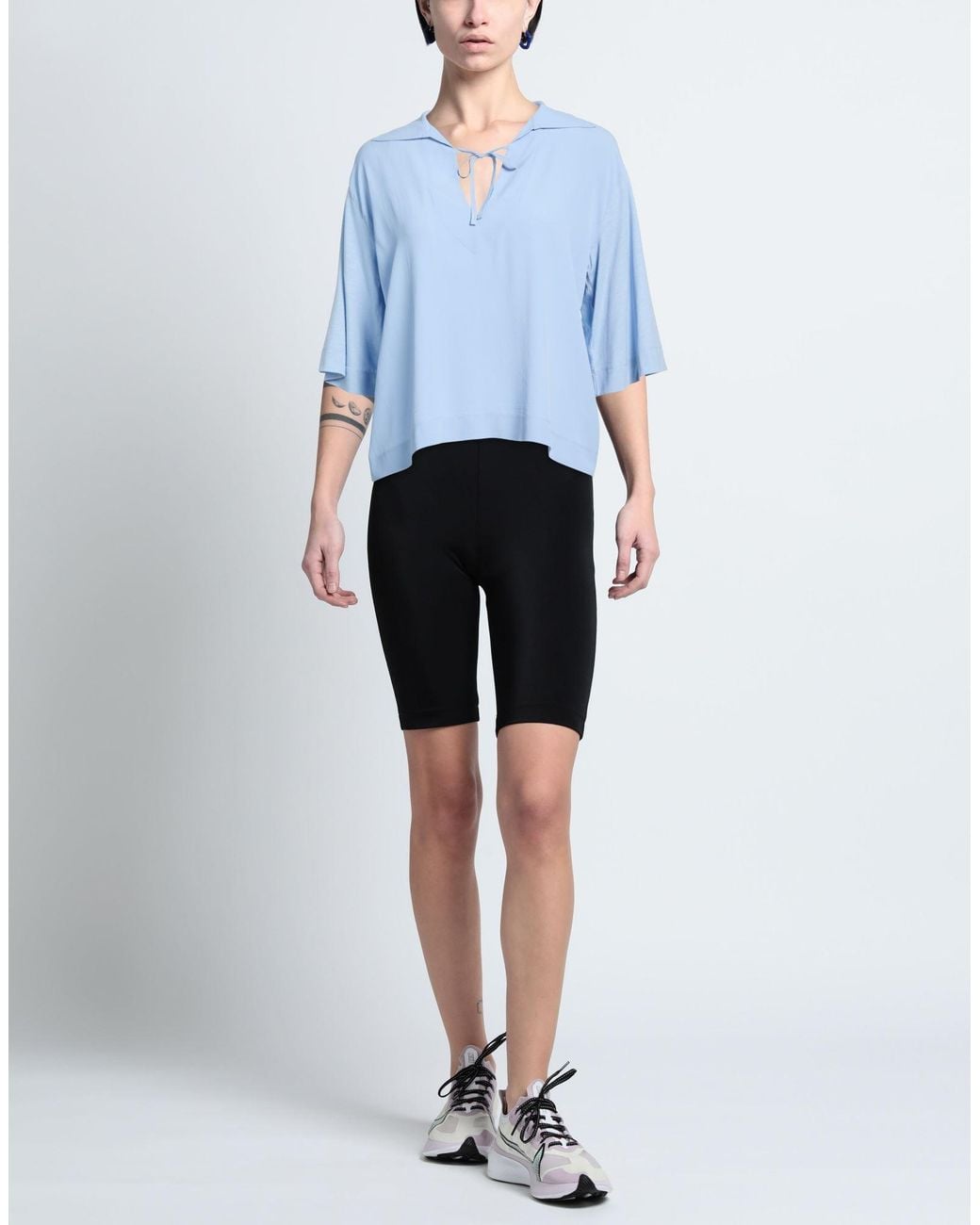 19.70 Nineteen Seventy Blue Light Top Lyocell, Cotton, Acetate, Silk