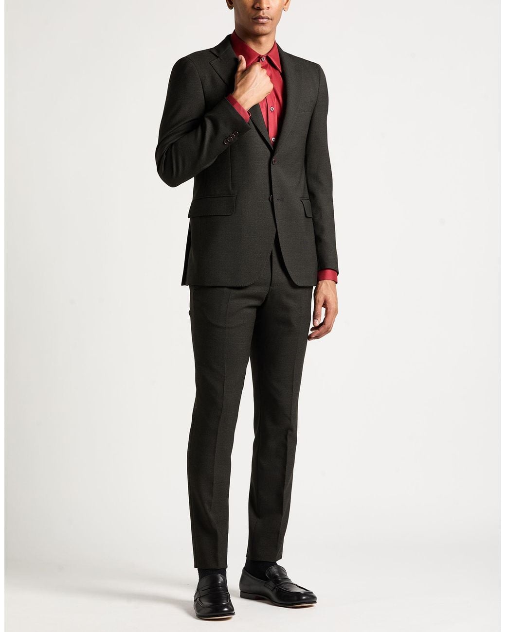 Tombolini Black Charcoal Suit Polyester, Wool, Elastane for men