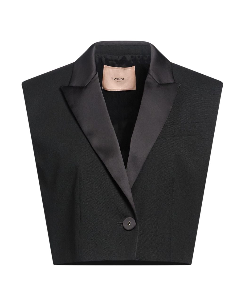 Twinset Black Tailored Vest Polyester, Wool, Viscose, Elastane