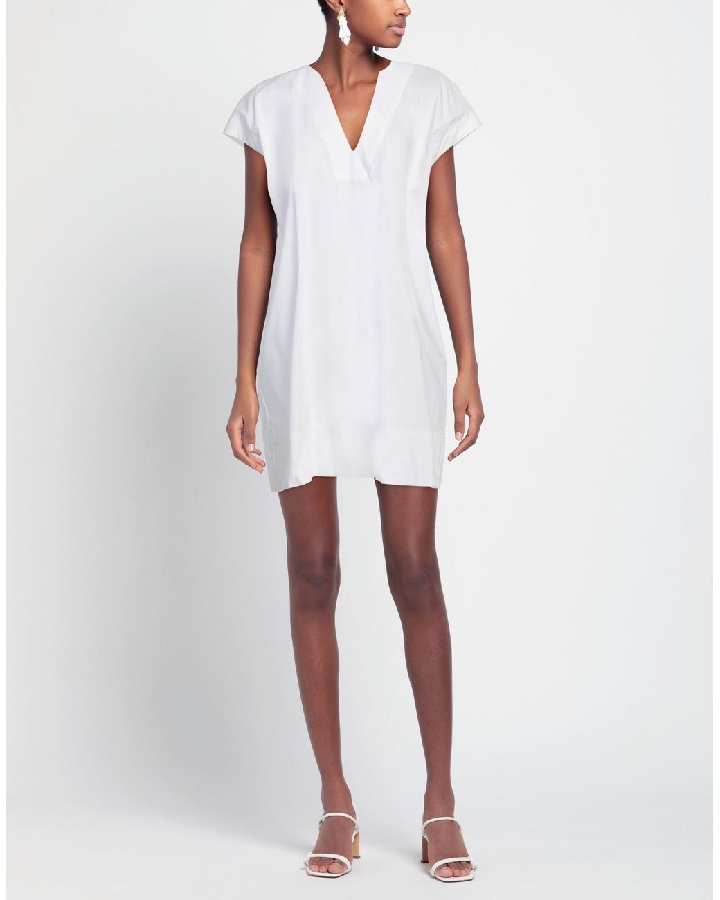 Soallure White Mini Dress Cotton, Polyamide, Elastane