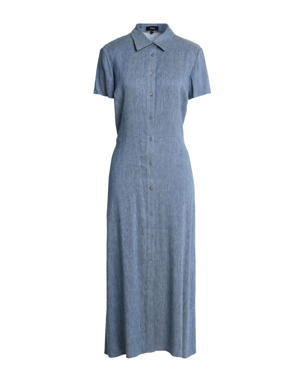 Theory Blue Midi Dress Linen, Viscose, Elastane