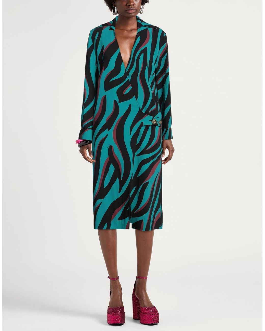 Pinko Blue Midi Dress Polyester