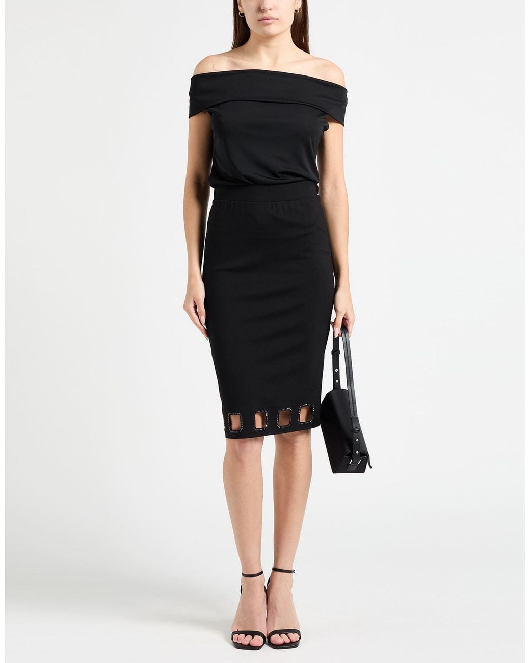Jijil Black Midi Skirt Viscose, Polyester, Elastane