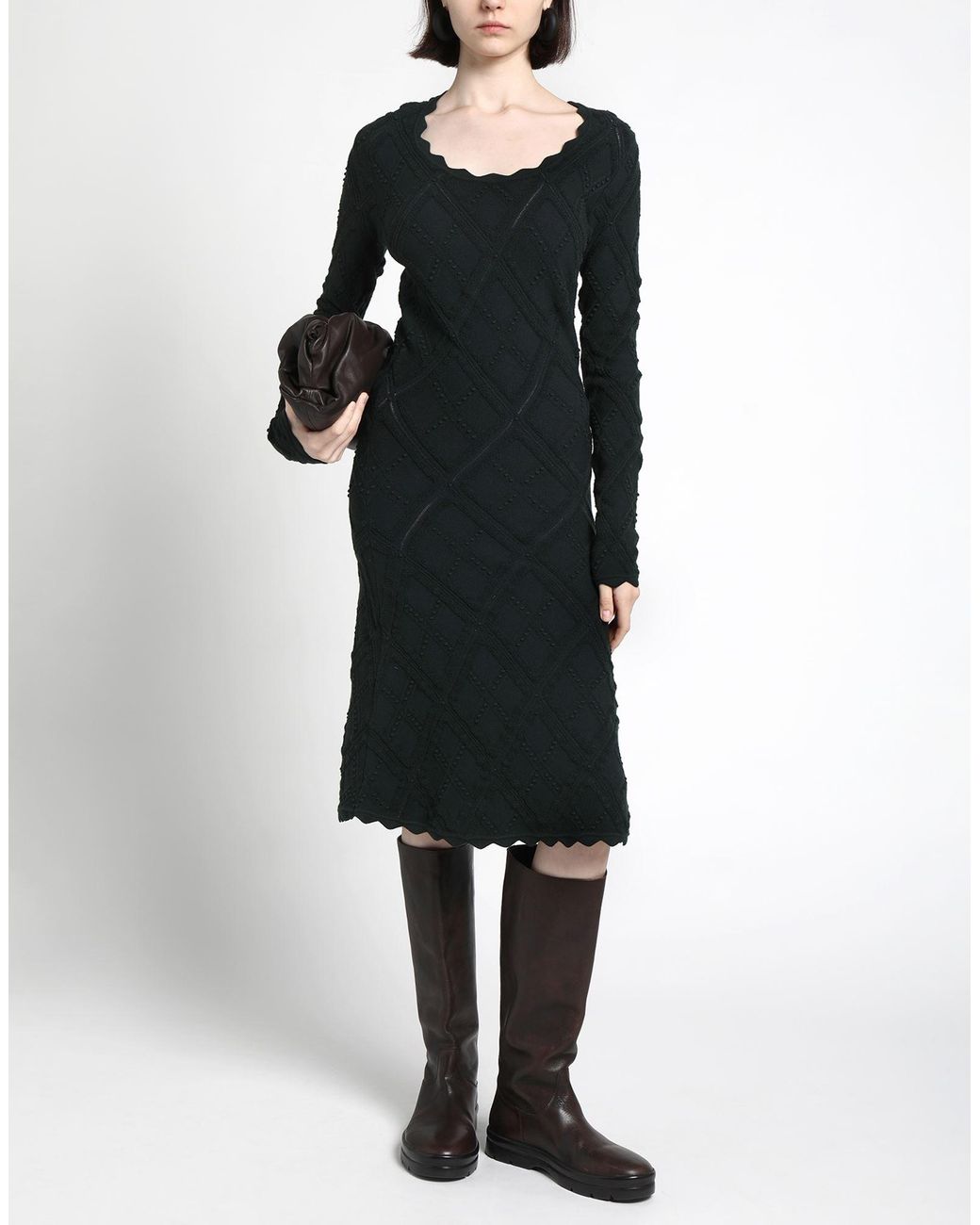 Burberry Black Wool-Blend Flared Knit Dress