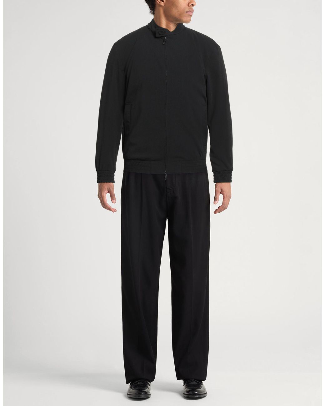 Emporio Armani Black Jacket Polyester, Elastane for men