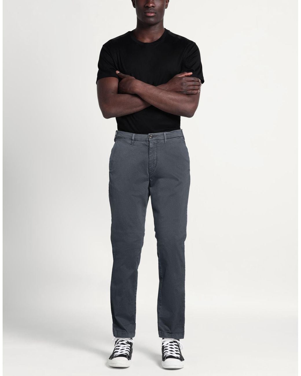 40weft Blue Pants Cotton, Elastane for men