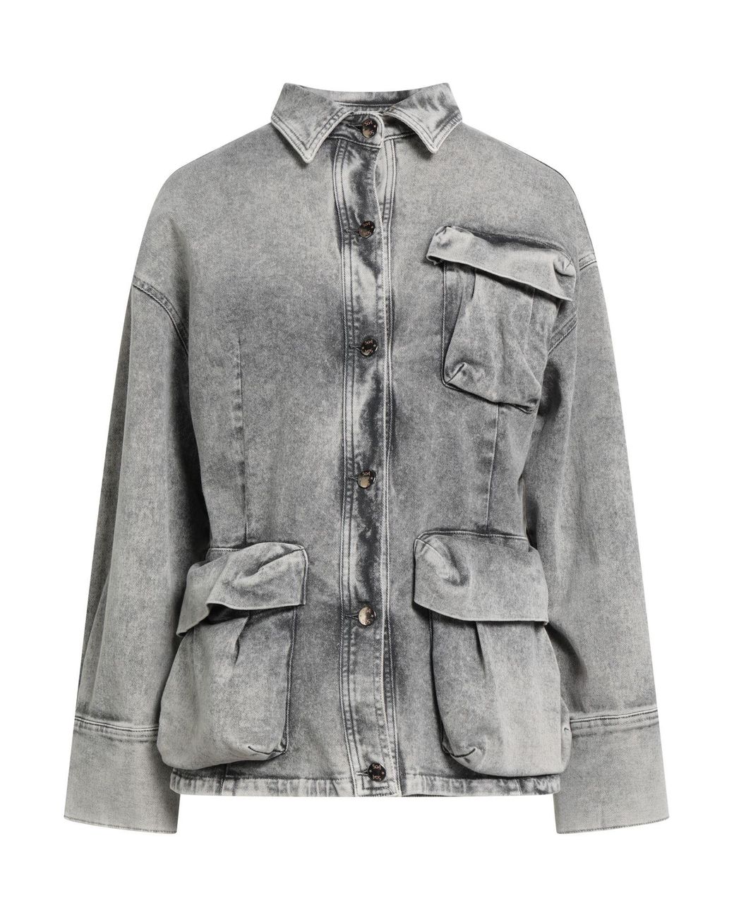 Soallure Gray Denim Outerwear Cotton, Elastane