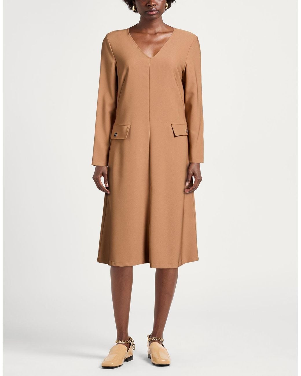 Diana Gallesi Brown Midi Dress Polyester, Elastane