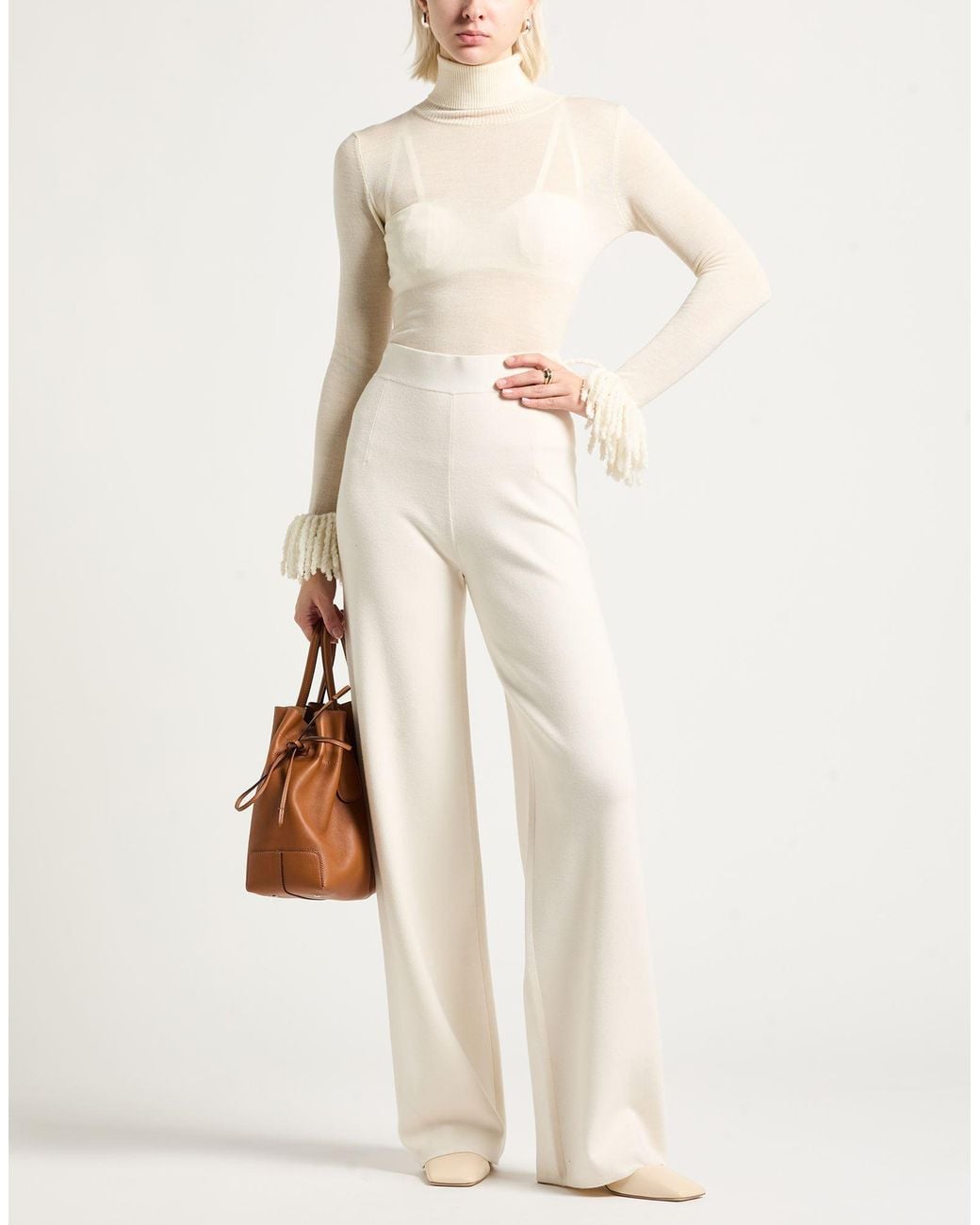 SIMONA CORSELLINI White Turtleneck Virgin Wool