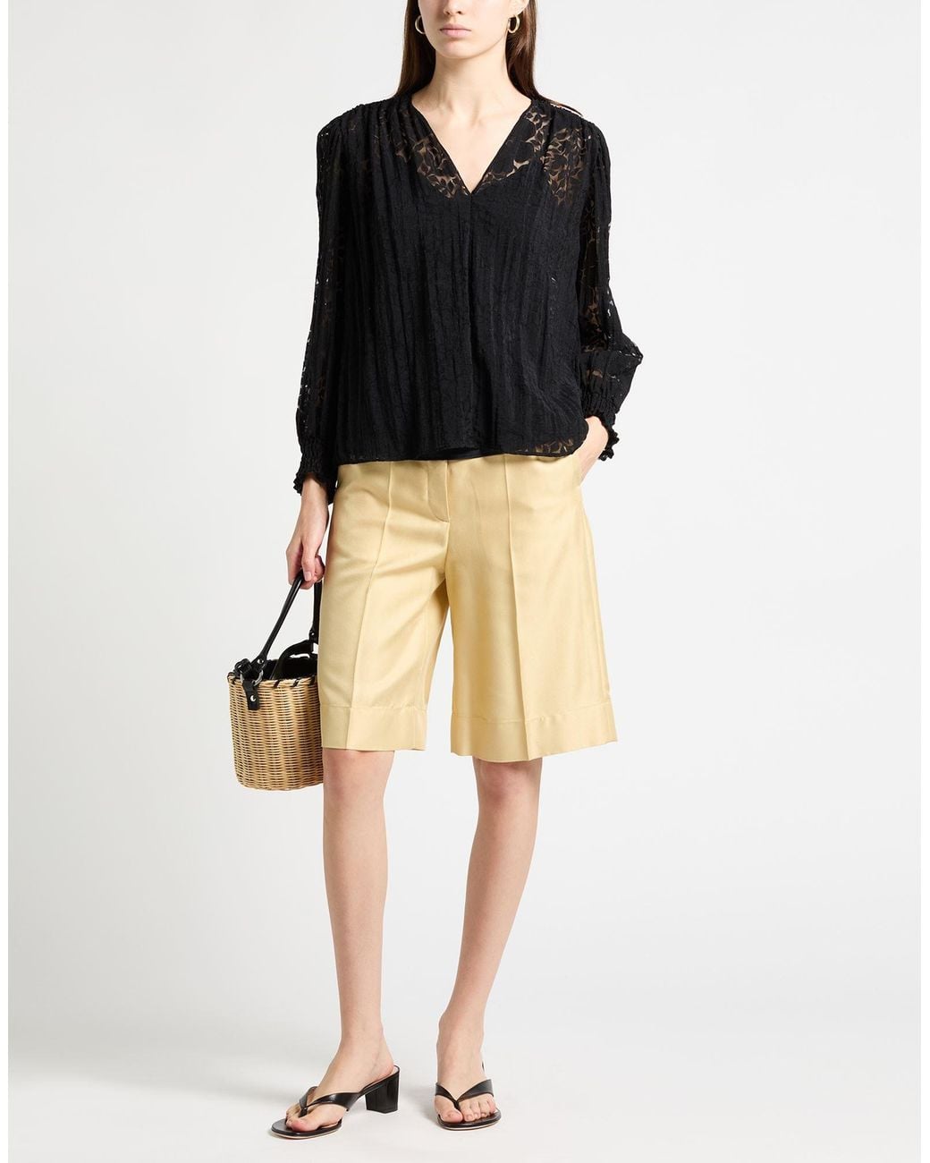 Maje Black Top Viscose, Polyamide, Linen