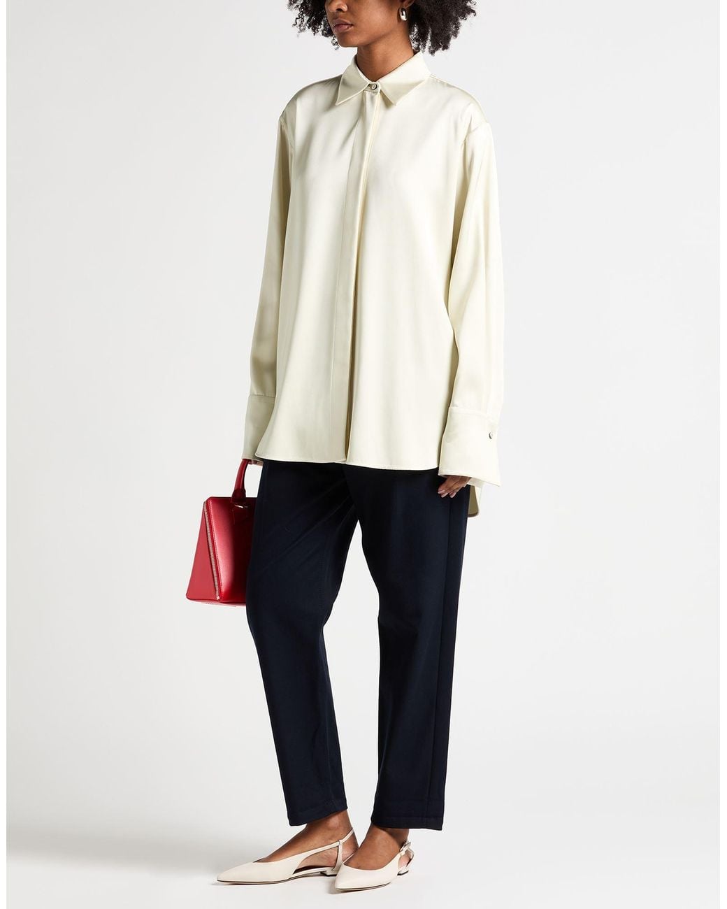 Jil Sander White Ivory Shirt Viscose, Silk