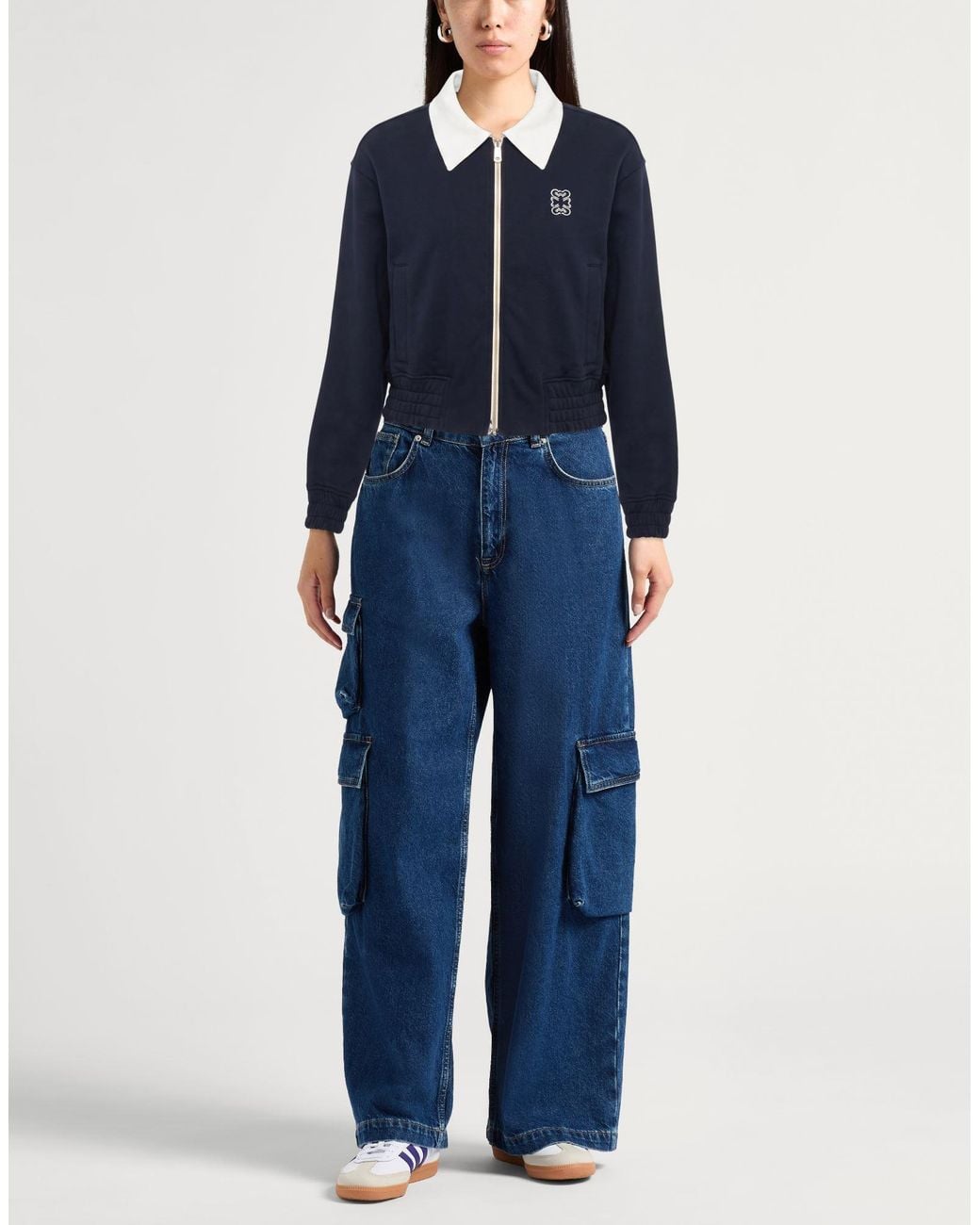 Sandro Blue Midnight Sweatshirt Cotton, Polyester