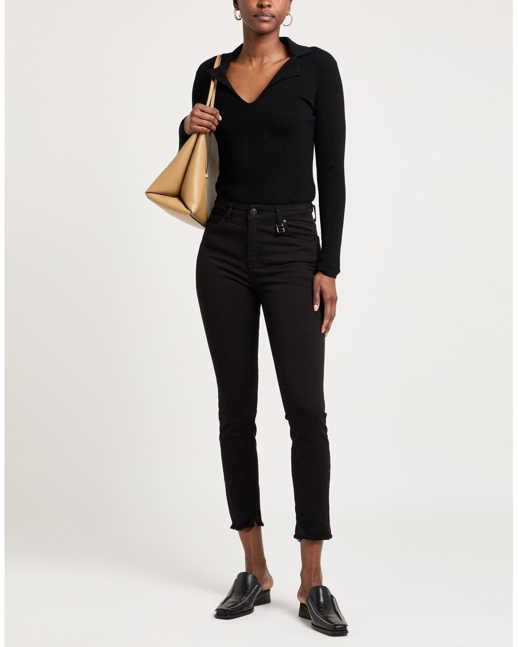 Gaelle Paris Black Pants Cotton, Elastane