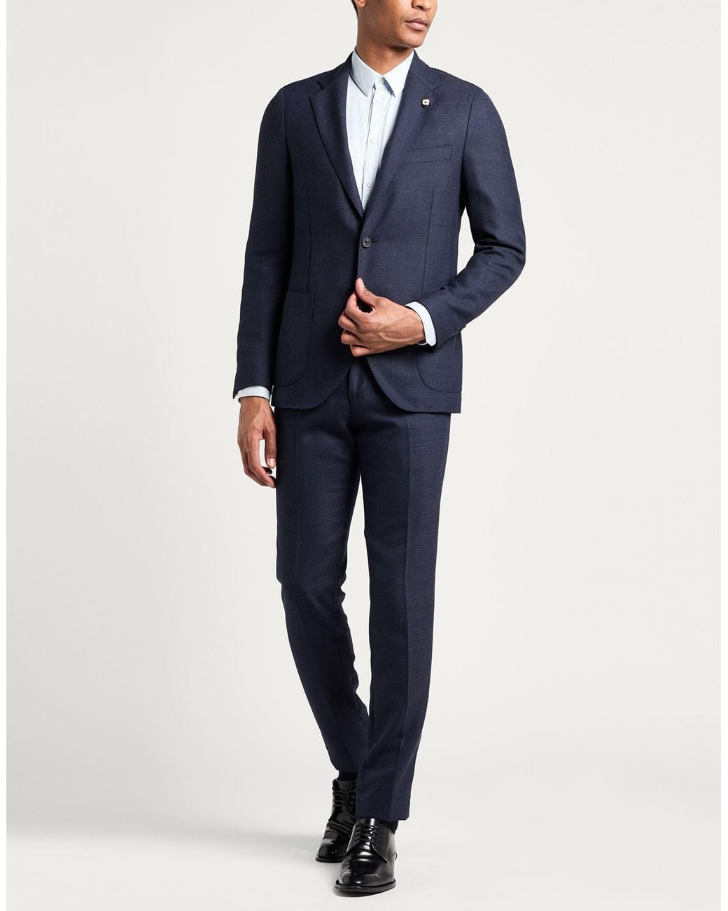 Lardini Blue Suit Polyester, Wool for men