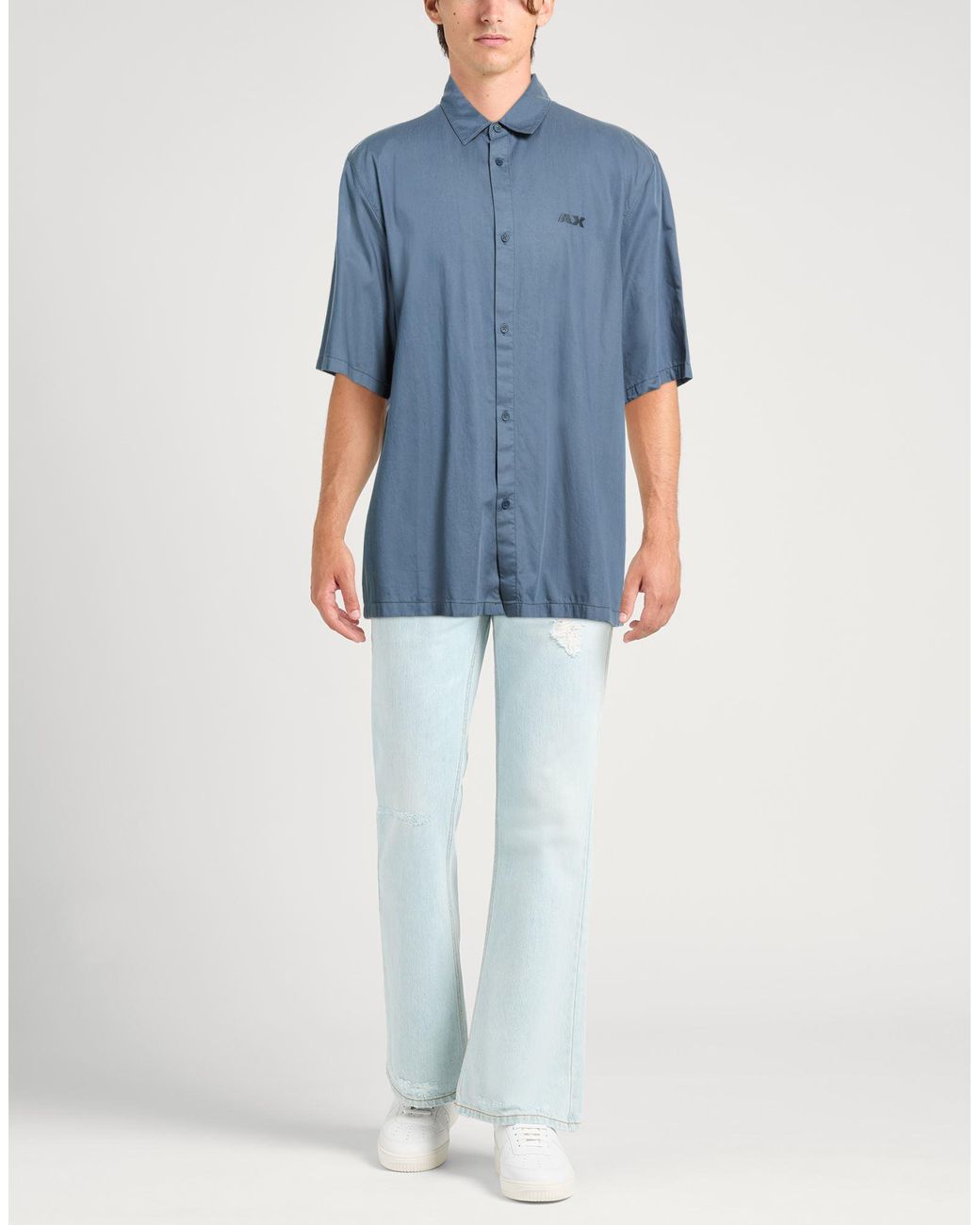 ARMANI EXCHANGE Blue Shirt Lyocell, Cotton for men