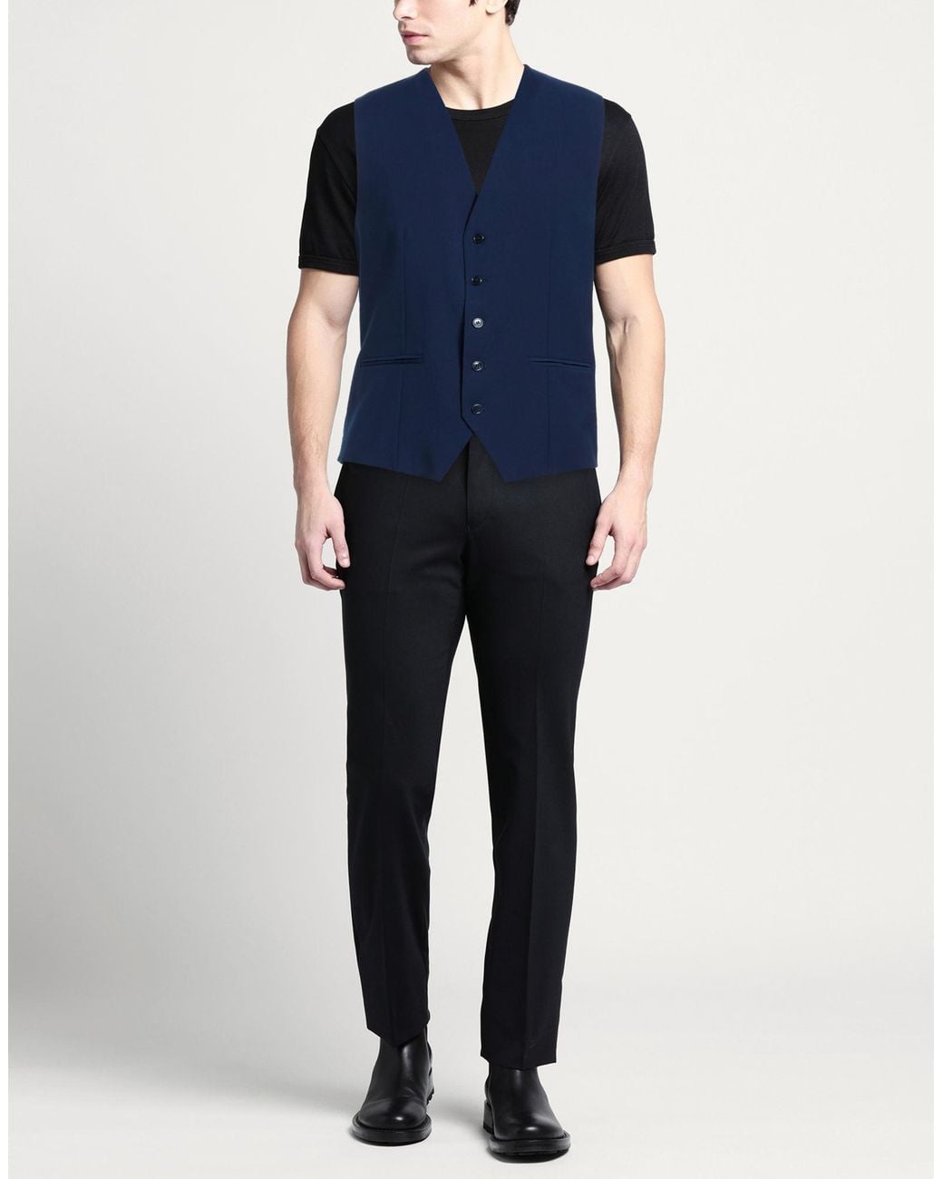 Daniele Alessandrini Blue Tailored Vest Polyester, Viscose, Elastane for men