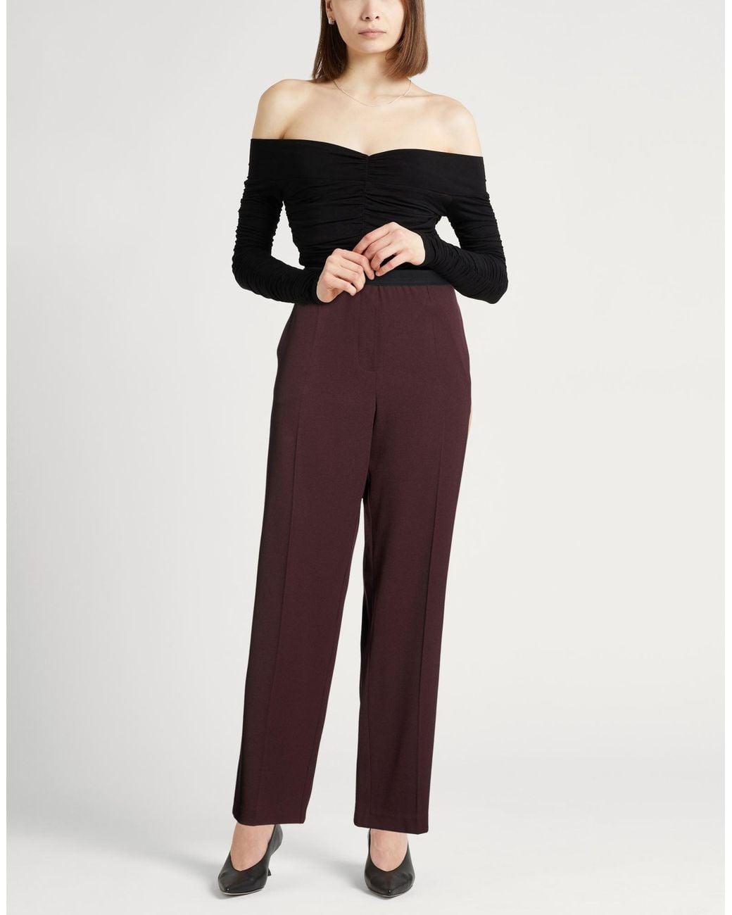 Alysi Purple Crème Burgundy Pants Virgin Wool