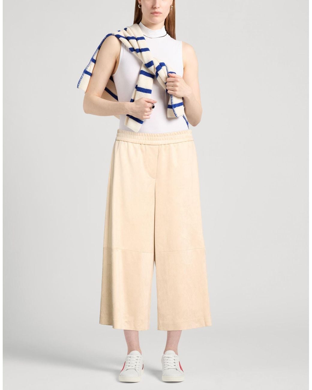 MEIMEIJ Natural Pants Polyester, Elastane, Acetate