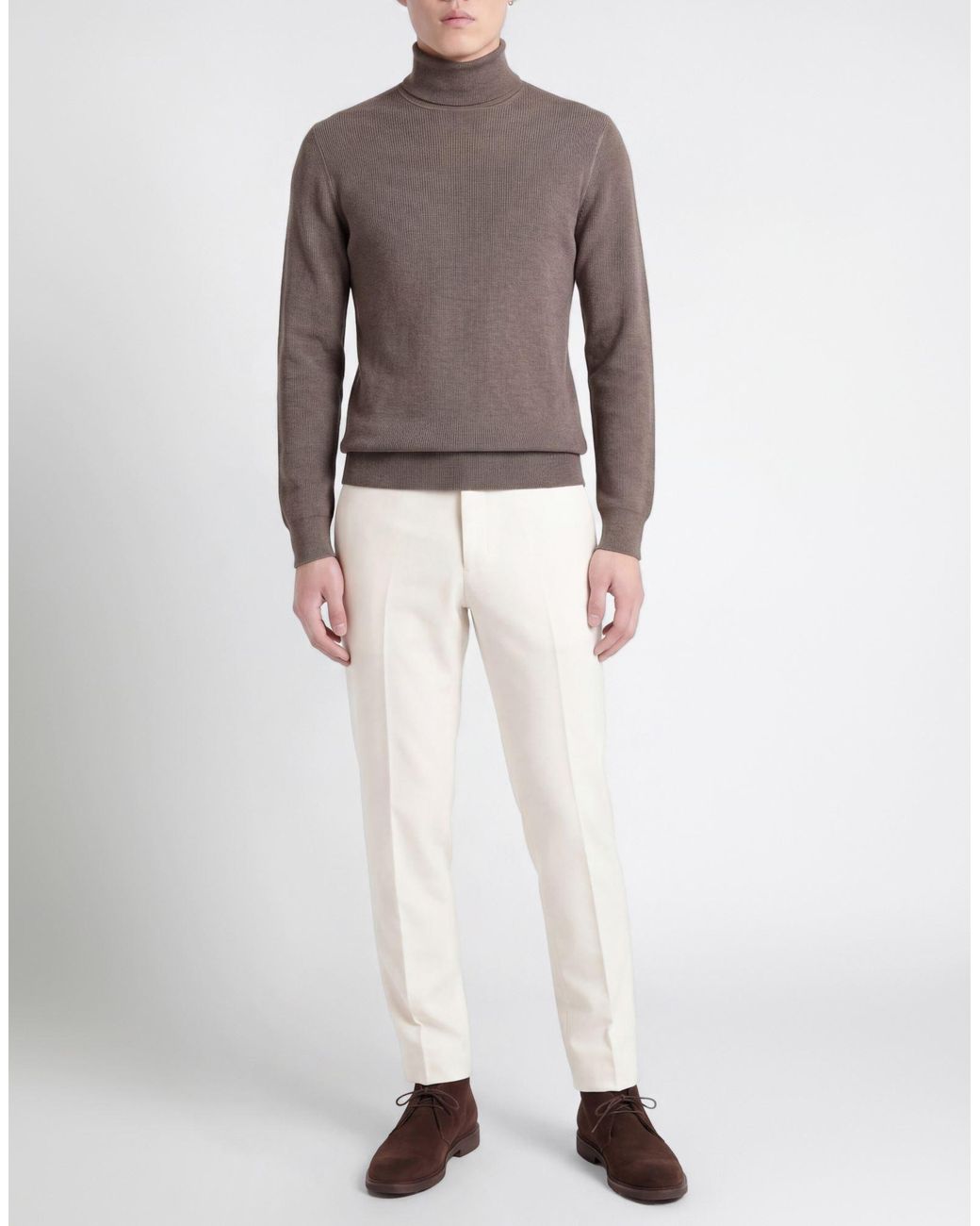 Gran Sasso Brown Taupe Turtleneck Virgin Wool for men