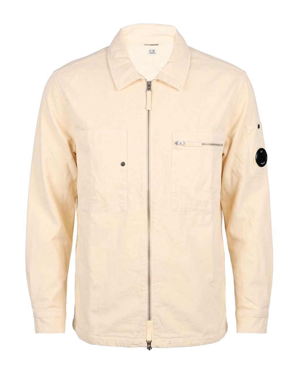 C P Company Natural Ivory Jacket Cotton, Elastane for men