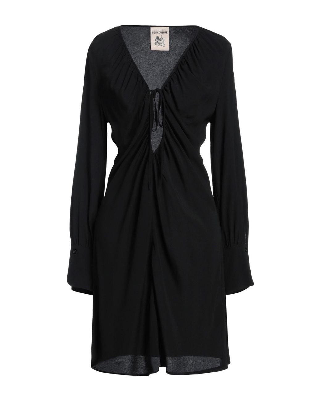 Semicouture Black Mini Dress Acetate, Silk