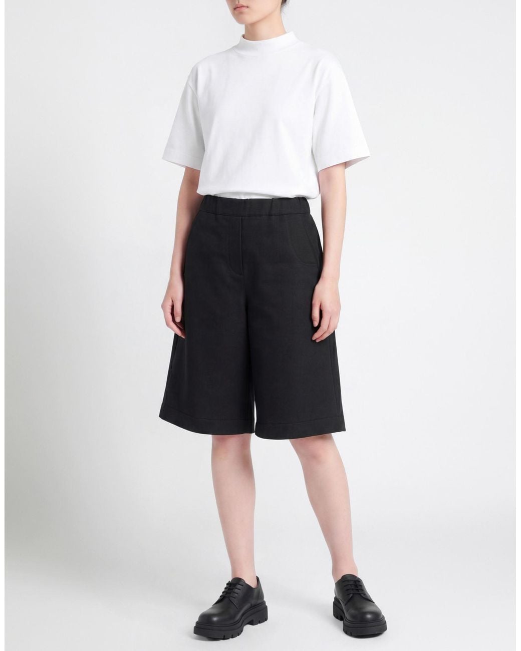 Tela Black Shorts & Bermuda Shorts Polyester, Viscose, Elastane