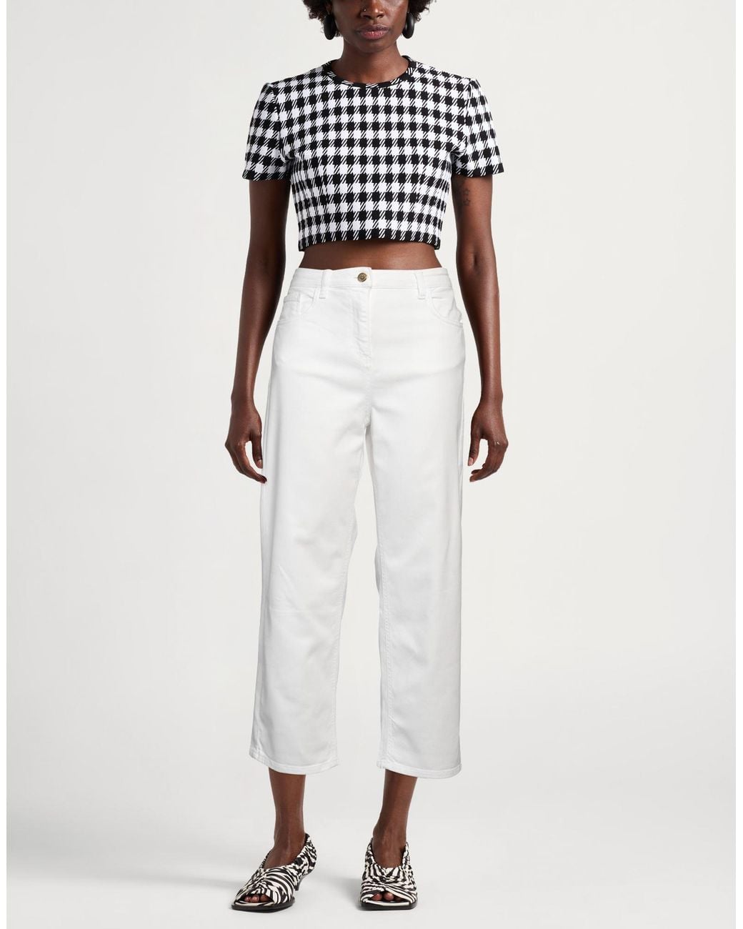 Elisabetta Franchi White Jeans Cotton, Elastane