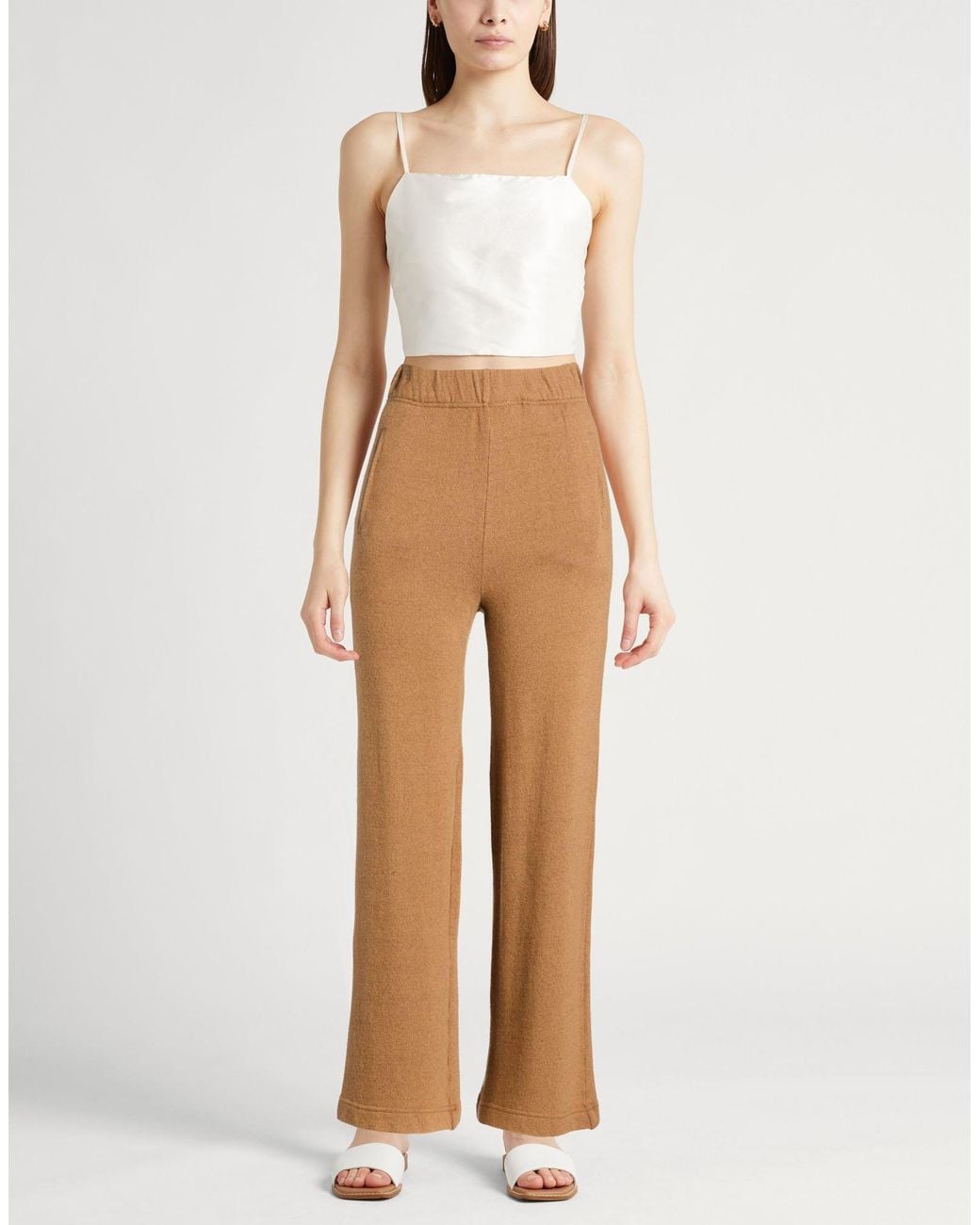 120% Lino Natural Camel Pants Cashmere, Modal, Wool