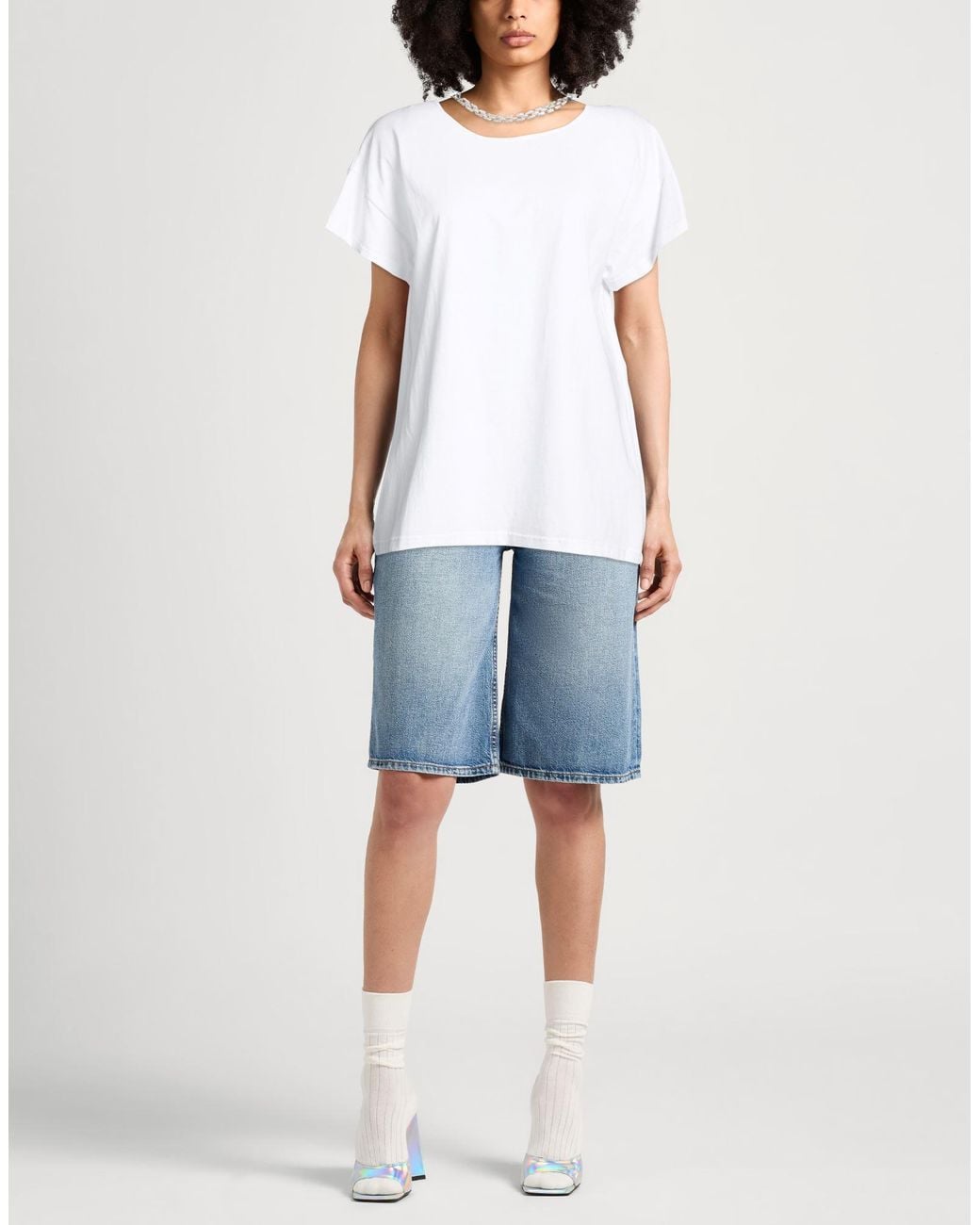 Christopher Kane White T-Shirt Organic Cotton, Metal, Glass