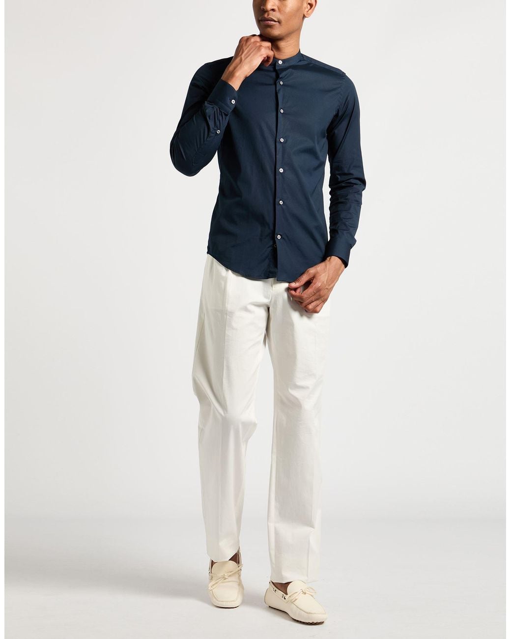 Ghirardelli Blue Shirt Cotton, Elastane for men