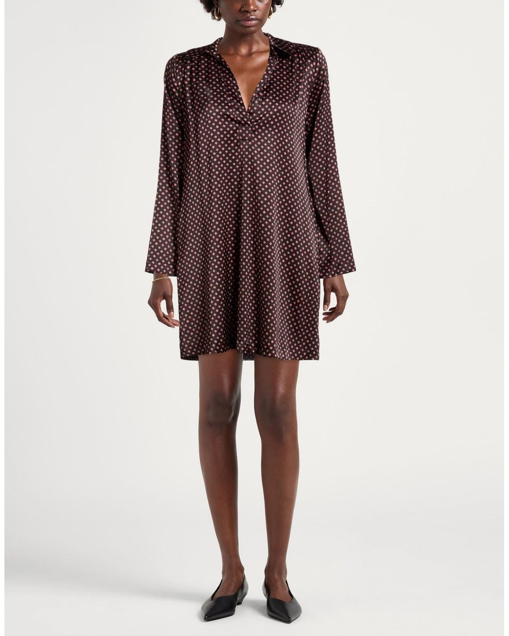 Momoní Brown Mini Dress Silk, Elastane