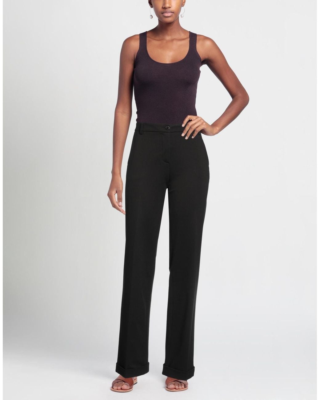 Douuod Black Pants Viscose, Polyamide, Elastane