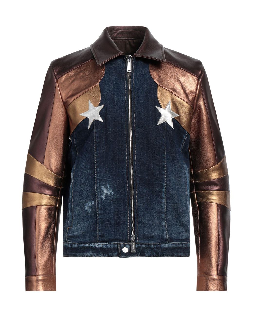 DSquared² Blue Denim Outerwear Cotton, Elastane, Leather for men