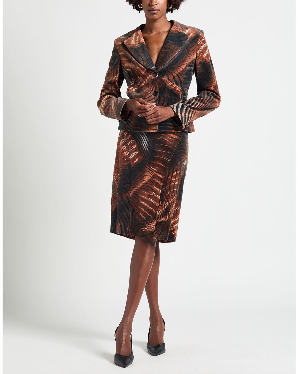 Angelo Marani Brown Suit Cotton, Elastane