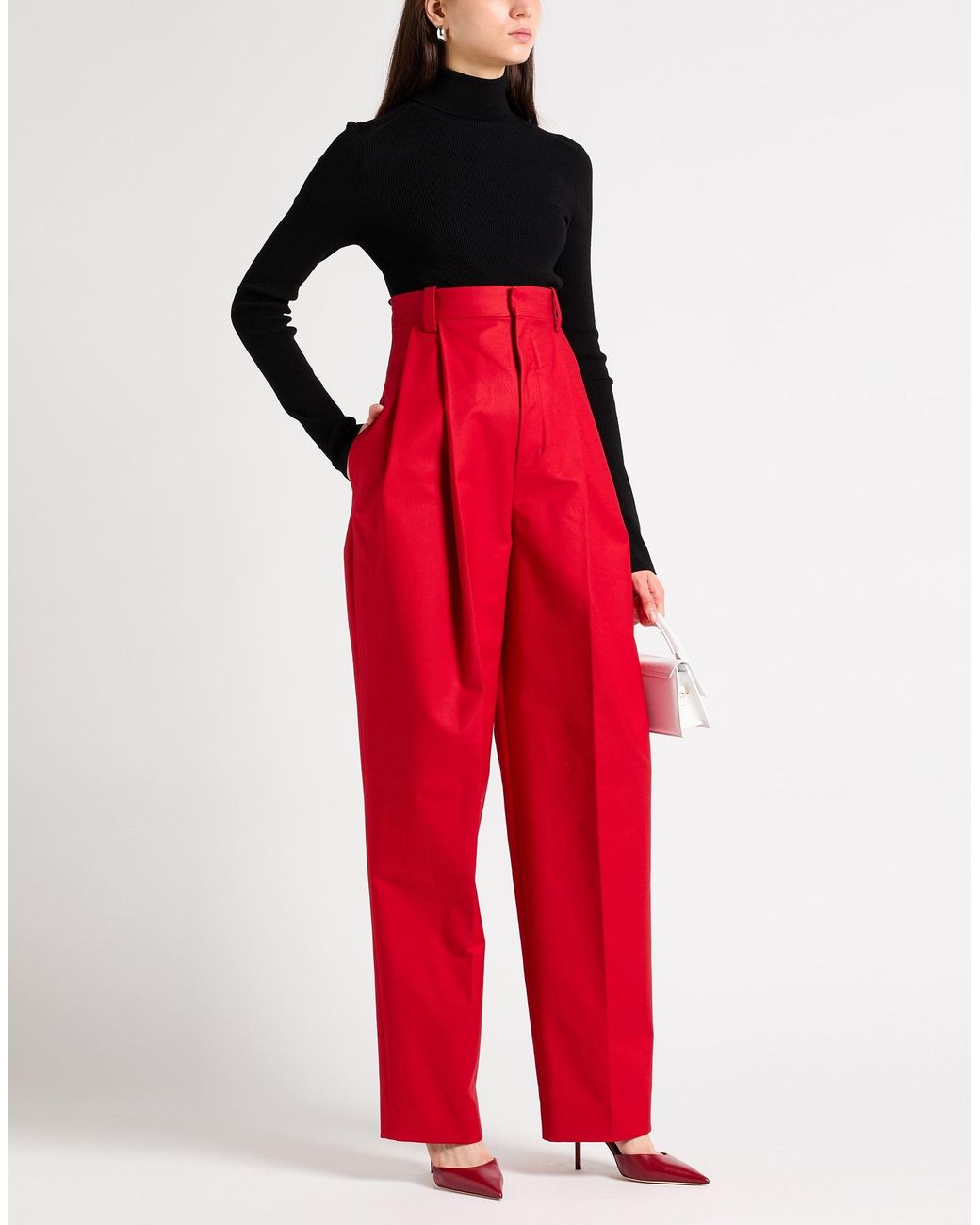 Jacquemus Red Pants Cotton, Elastane