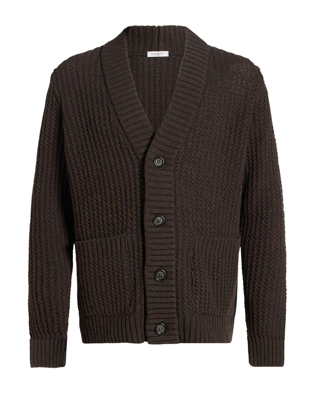 Paolo Pecora Black Cardigan Wool, Polyamide for men