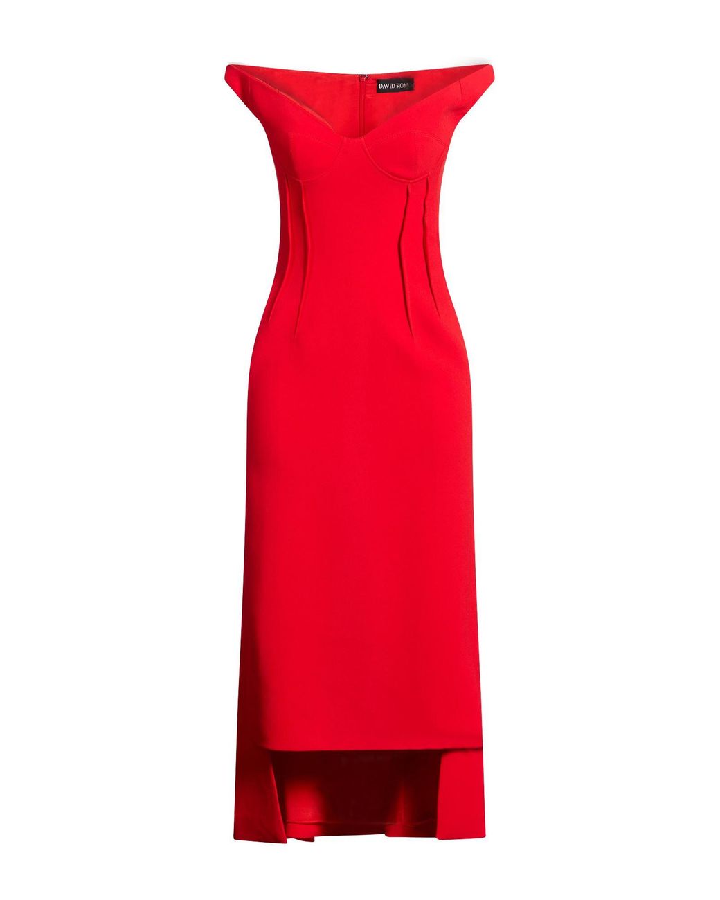 David Koma Red Midi Dress Viscose, Acetate, Elastane