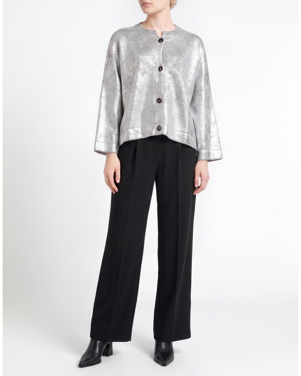 Liviana Conti Gray Cardigan Cashmere, Polyamide