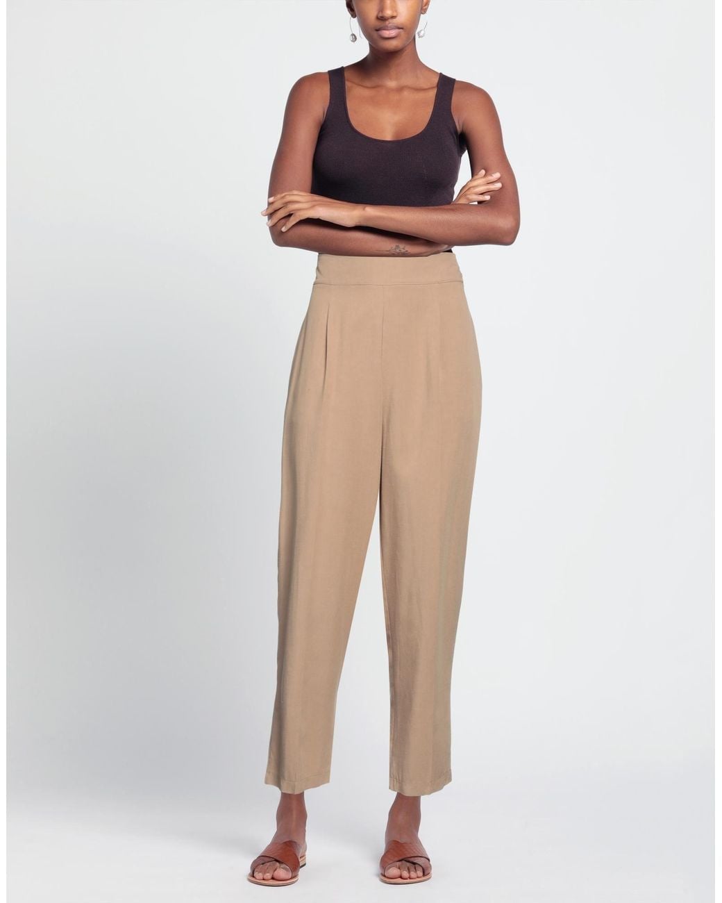 Compagnia Italiana Natural Camel Pants Viscose, Linen