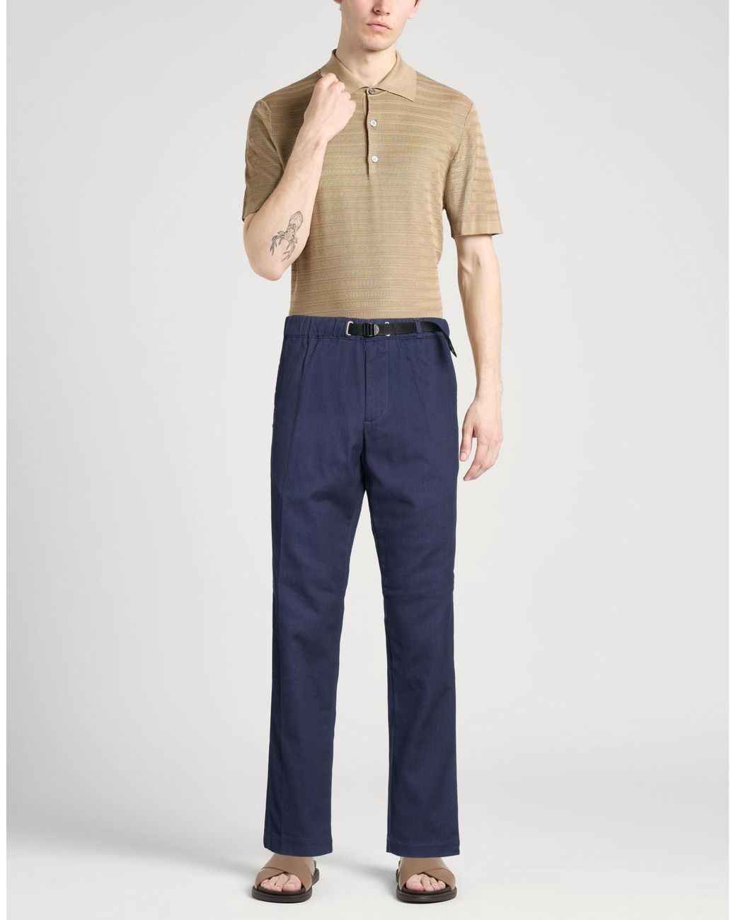 White Sand Blue Pants Cotton for men