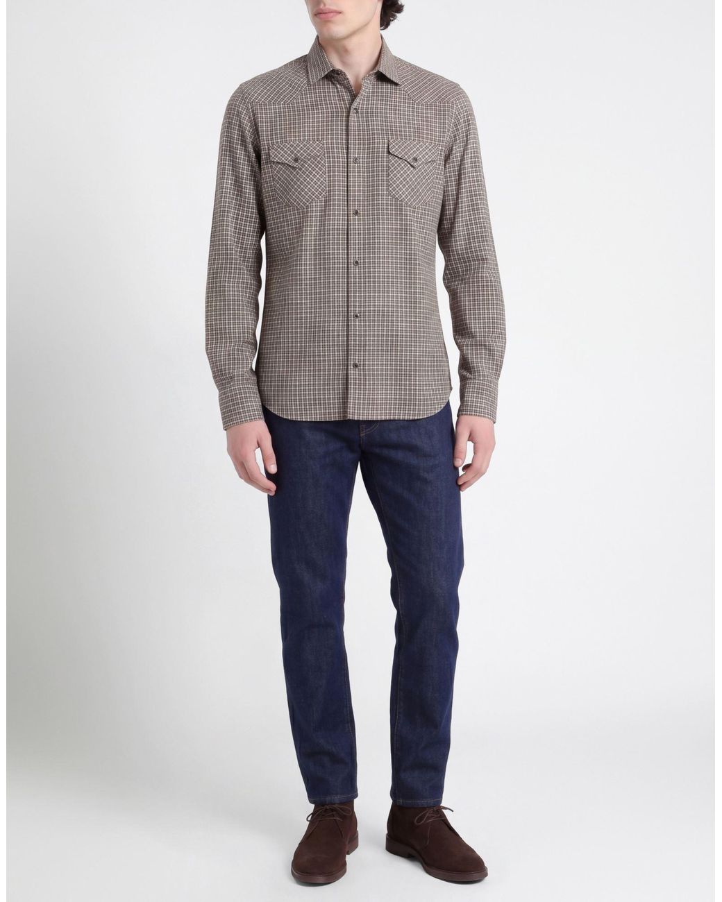 Barba Napoli Gray Shirt Cotton for men