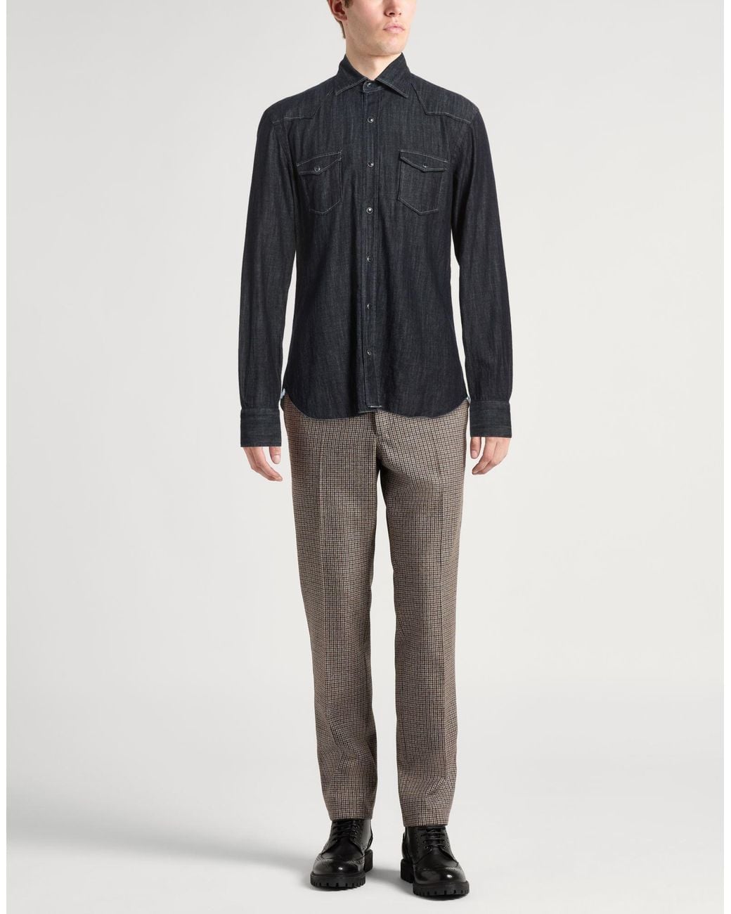 Barba Napoli Blue Denim Shirt Cotton for men