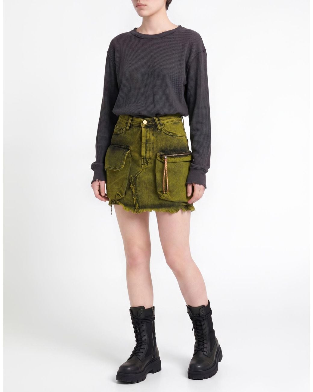 Aries Green Denim Skirt Cotton