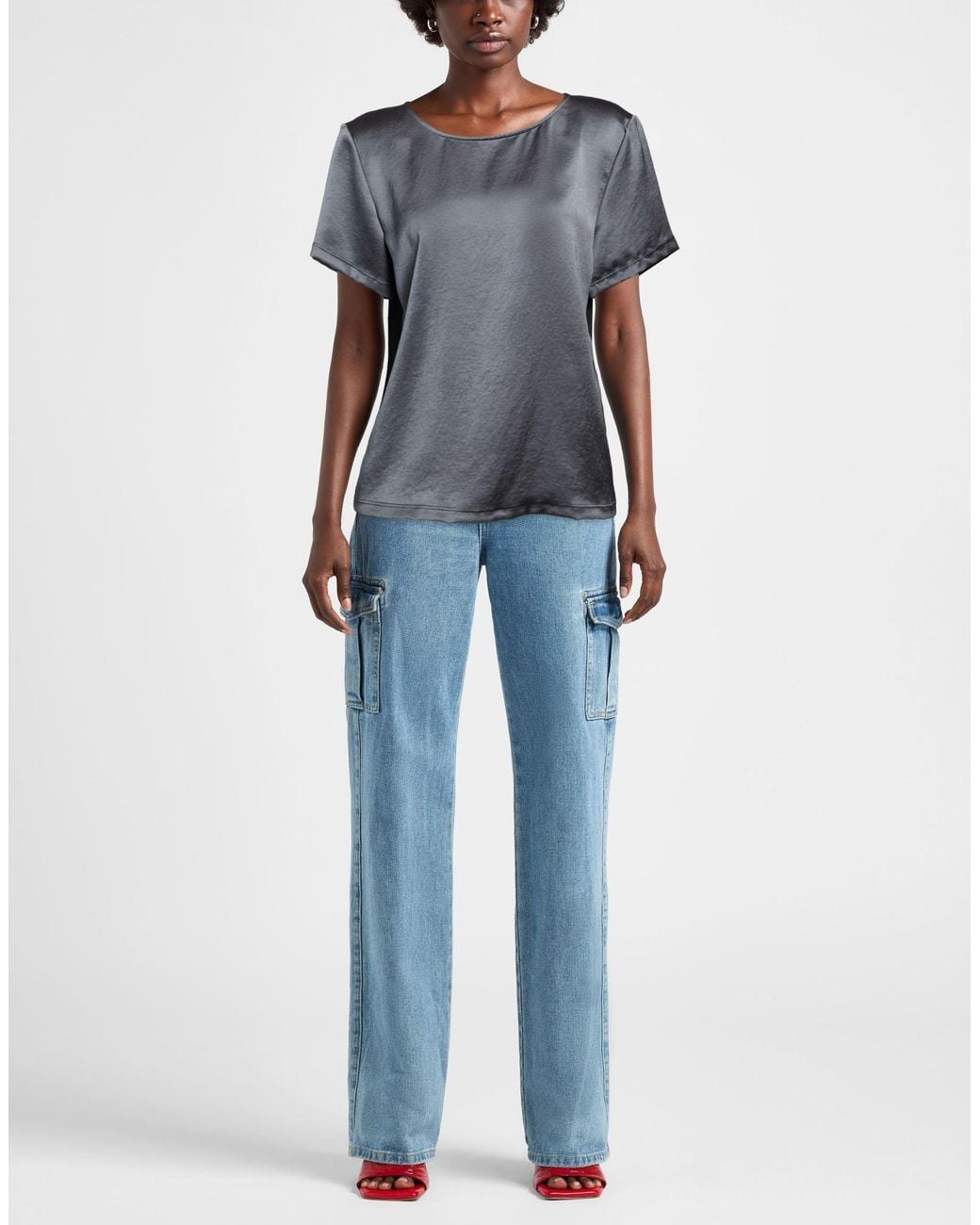 Weekend by Maxmara Gray Top Polyester, Lyocell, Polyamide, Elastane
