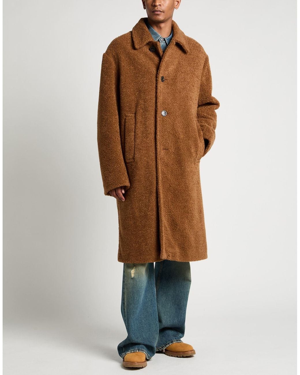Dries Van Noten Brown Camel Coat Acrylic, Polyester, Wool for men