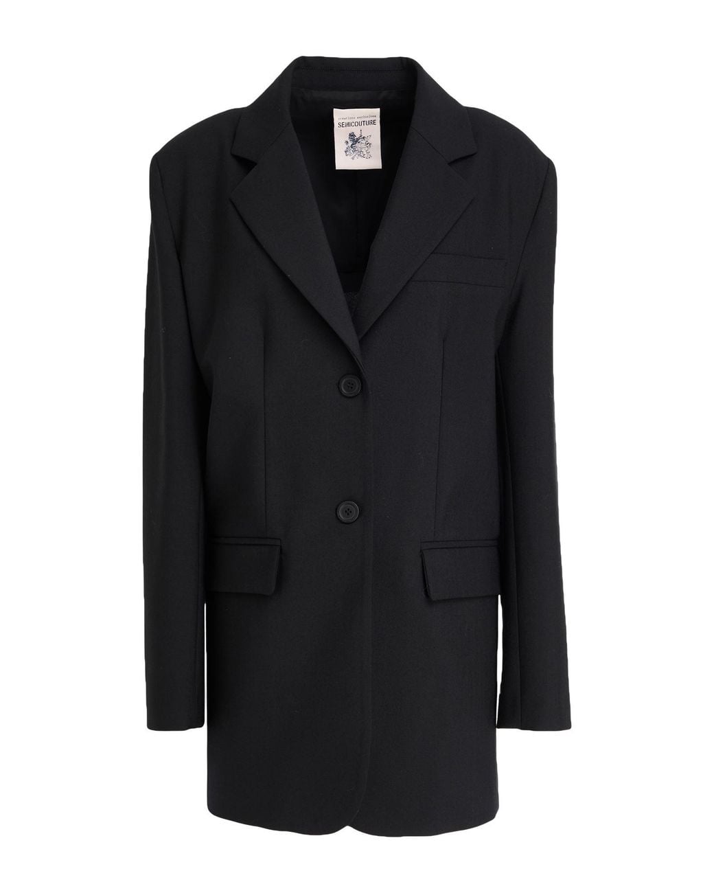 Semicouture Black Blazer Polyester, Virgin Wool, Elastane, Polyamide