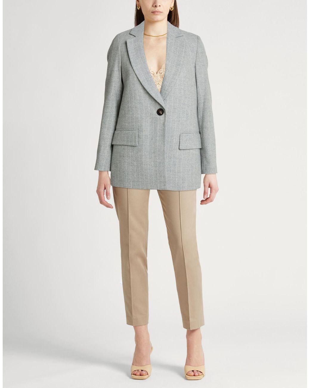Peserico Gray Easy Blazer Wool, Polyester, Viscose, Polyamide, Elastane
