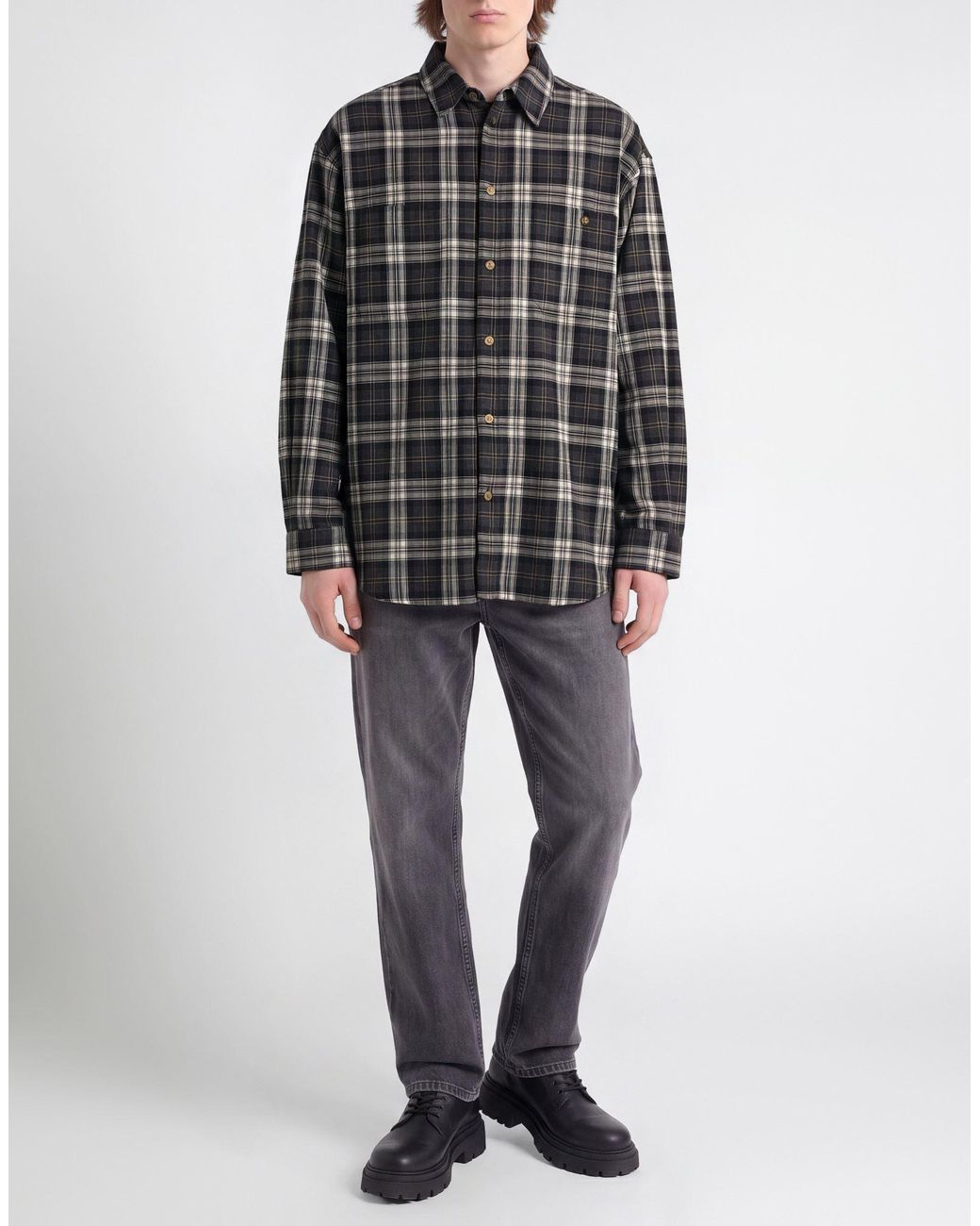 Haikure Black Shirt Cotton, Polyester, Virgin Wool for men
