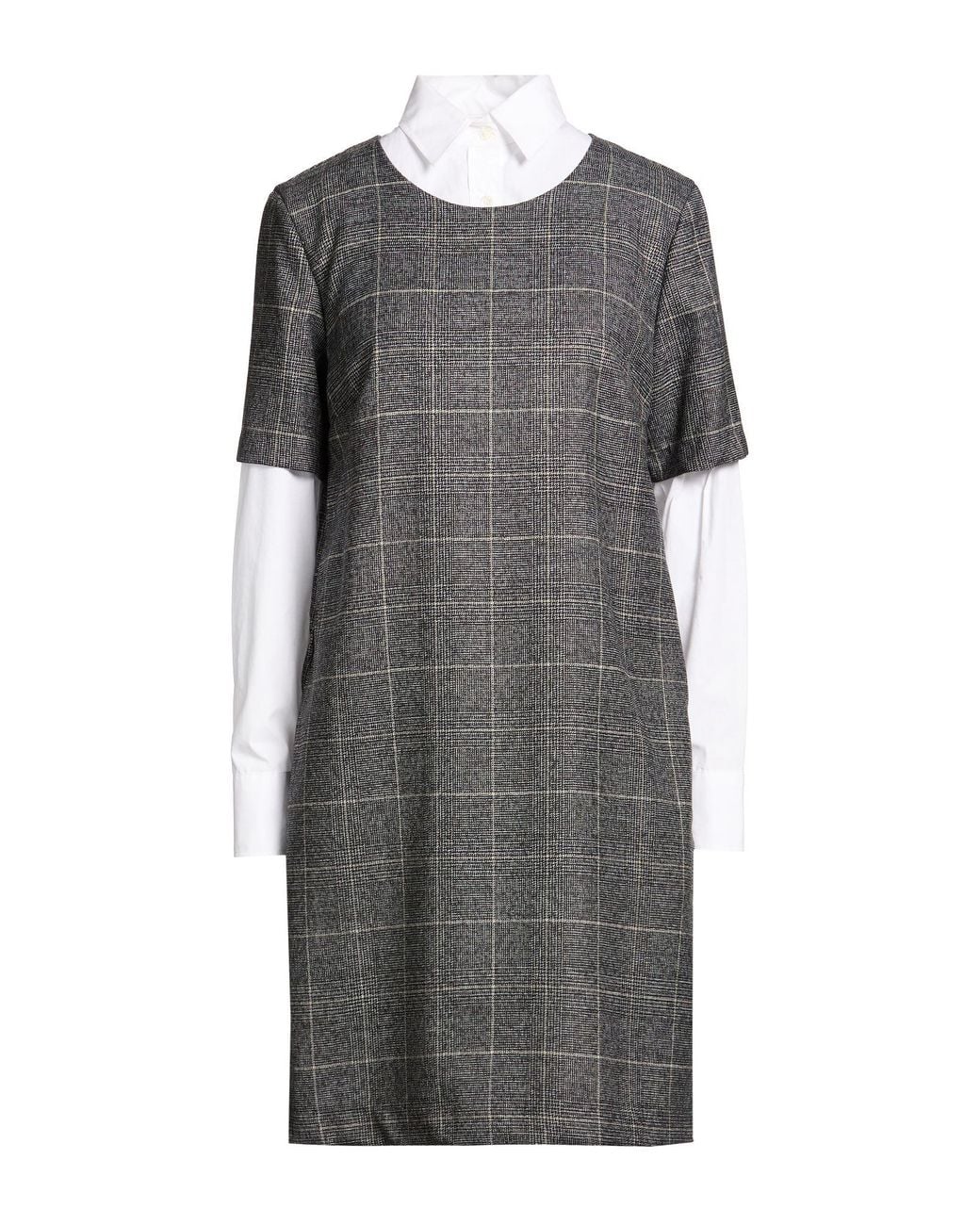 Caliban Gray Mini Dress Polyester, Polyamide, Cotton