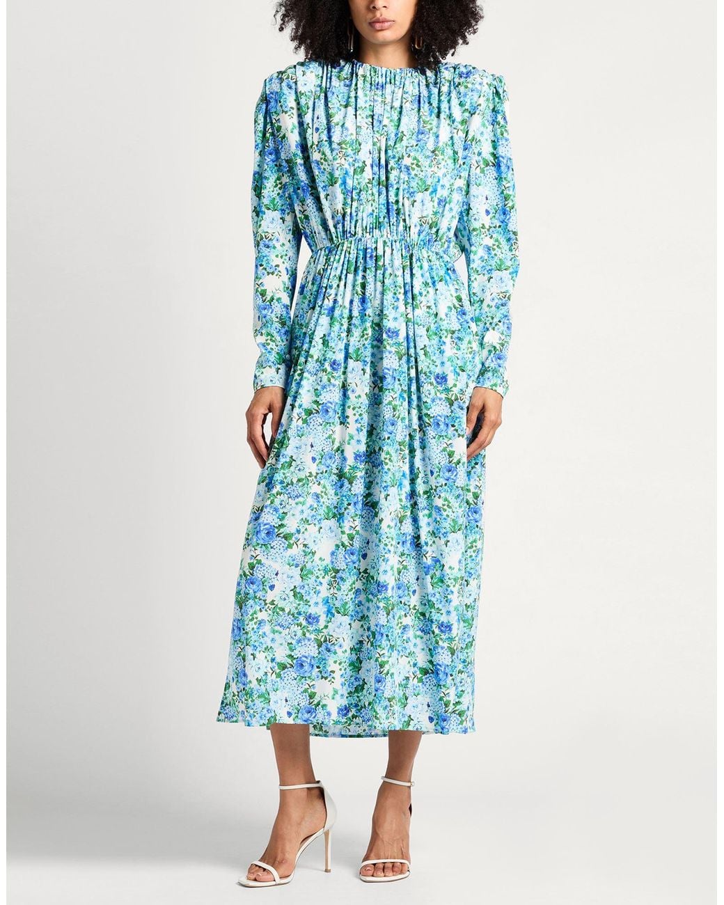 Magda Butrym Blue Maxi Dress Silk, Elastane